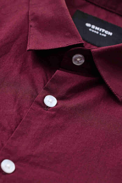 Slim fit core lab burgundy plain shirt - Image 4