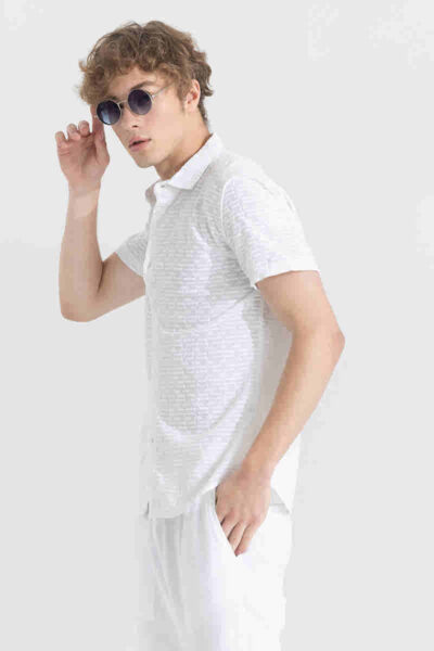 Two line white embroidery shirt - Image 4