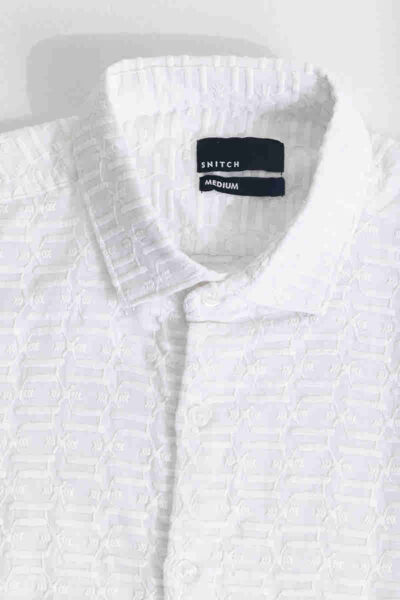 Two line white embroidery shirt - Image 5