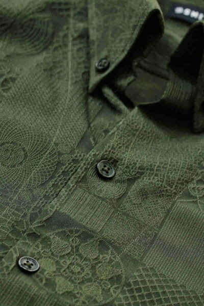Slim fit dark green shirt - Image 5