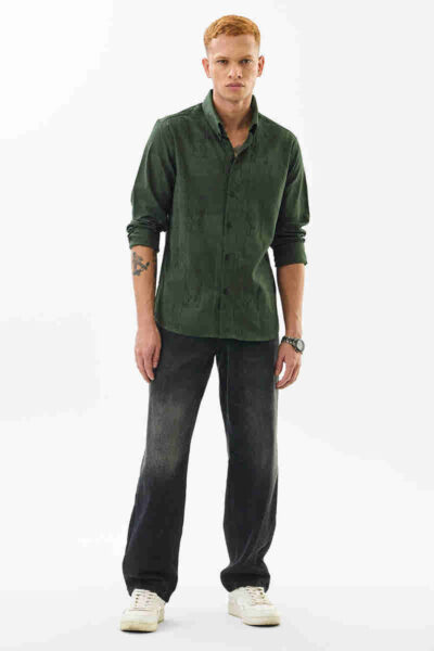 Slim fit dark green shirt - Image 4