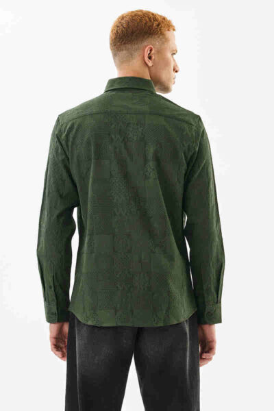 Slim fit dark green shirt - Image 3