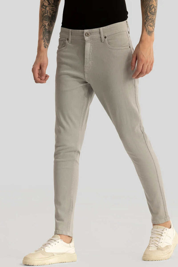 Quantum Grey Plain Skinny Fit Jeans - Image 4
