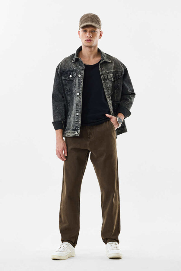 Baggy Fit Mid Rise Dark Brown Jeans