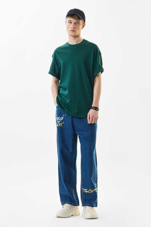 Baggy Fit Mid Rise Blue Jeans