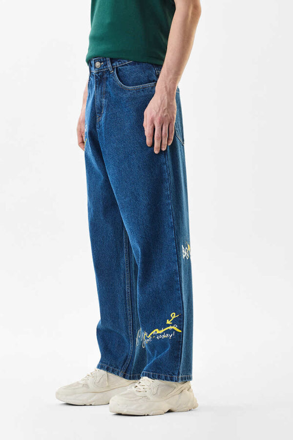 Baggy Fit Mid Rise Blue Jeans - Image 2