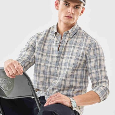 Linen Blend Checks Slim Fit Shirt