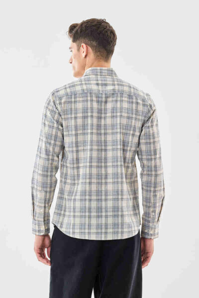 Linen Blend Checks Slim Fit Shirt - Image 2