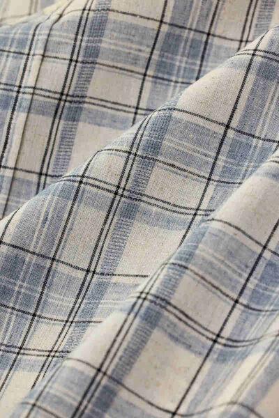 Linen Blend Checks Slim Fit Shirt - Image 3